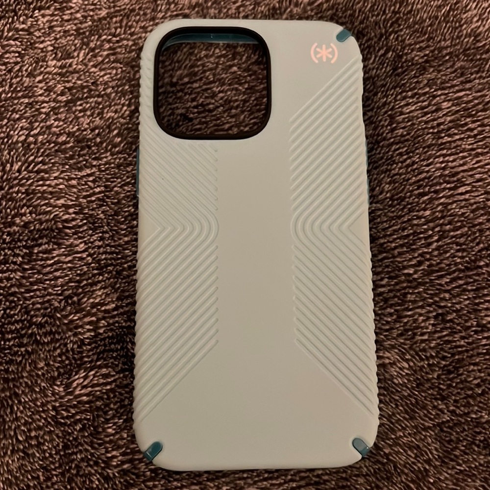 Speck presidio grip iPhone 13 Pro case in light blue